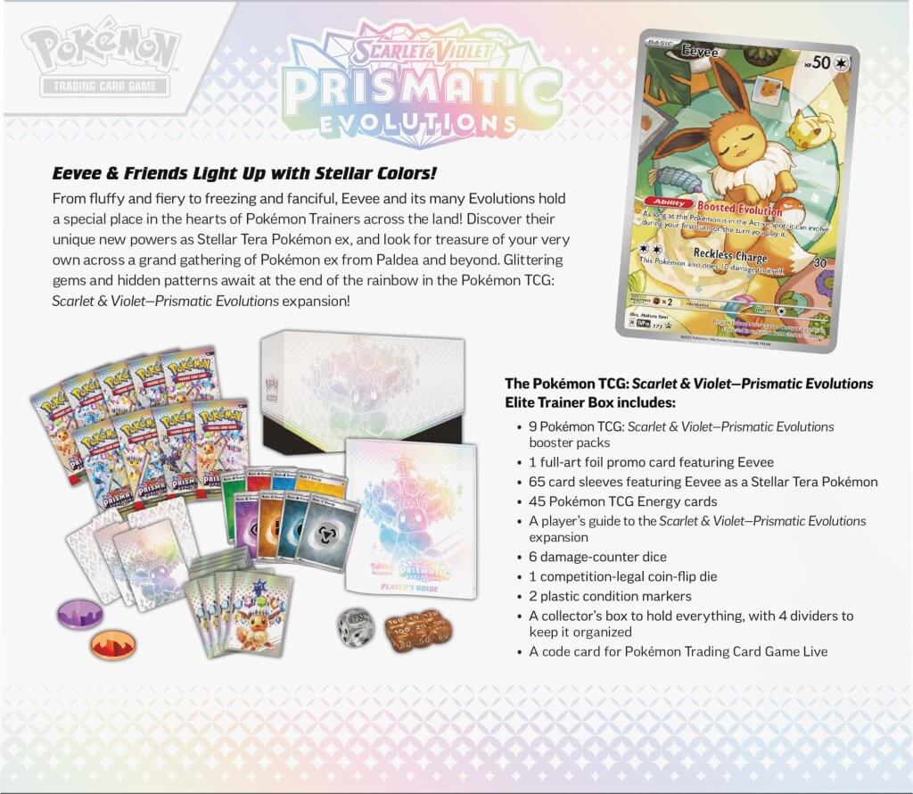 POKÉMON TCG Scarlet & Violet 8.5 Prismatic Evolutions Elite Trainer Box - Image 3